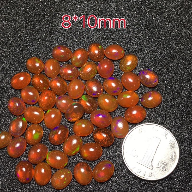 小众高货天然火欧泊裸石椭圆戒面非洲欧泊澳宝可镶嵌戒指吊坠耳饰