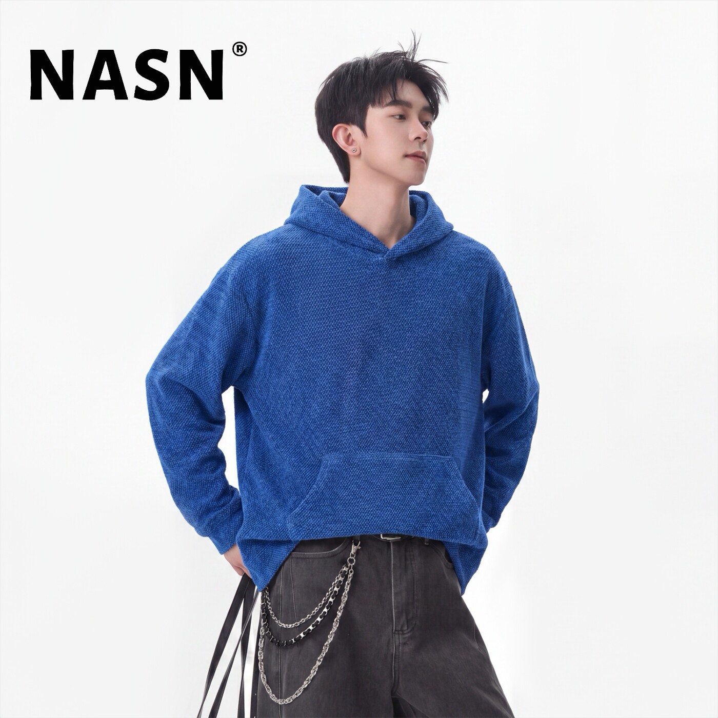 NASN美式潮牌宽松肌理感连帽卫衣男女情侣秋冬新款百搭休闲上衣