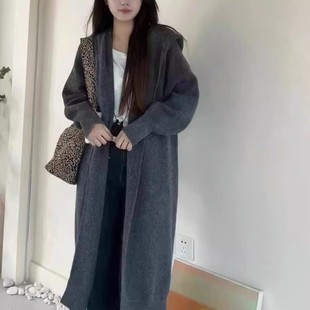 浴袍大衣 小沫沫MM奶fufu 毛衣外套女秋冬季 慵懒风中长款 针织开衫