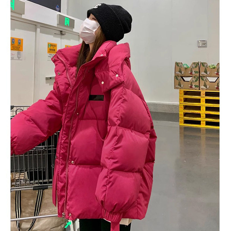 火龙果棉服女短款2024新款冬季韩系加厚小个子时尚宽松面包服棉袄