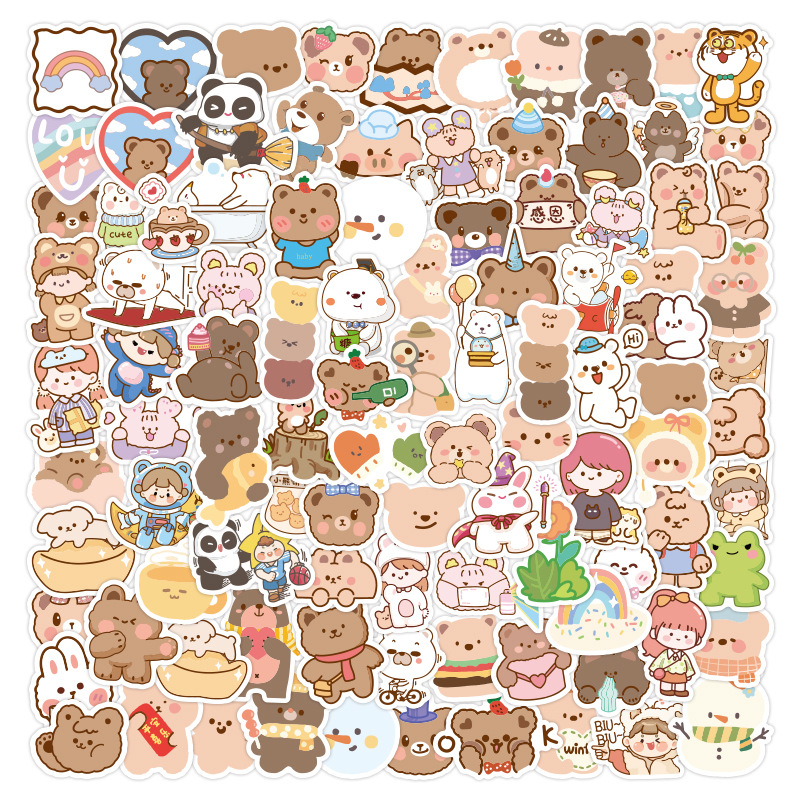 100张卡通可爱小熊贴纸