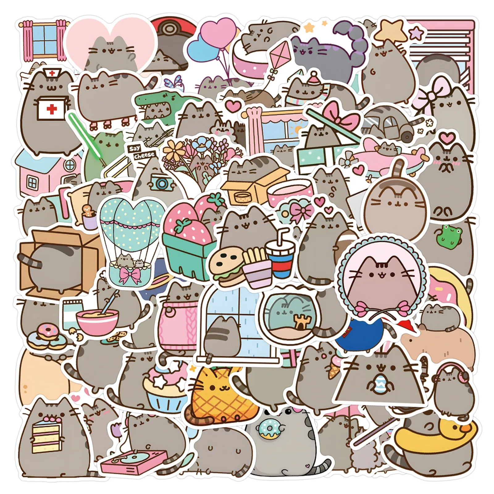 55-110张PusheenCat涂鸦贴纸