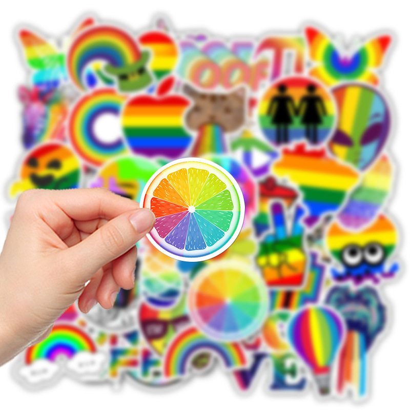 50张卡通彩虹涂鸦贴纸