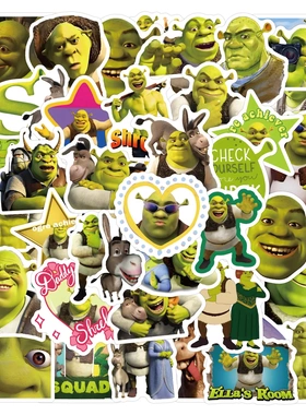 60张卡通Shrek怪物史莱克创意贴纸装饰行李箱水杯电脑防水diy贴画