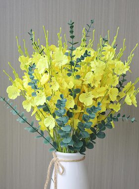 假花仿真花摆放花艺黄色跳舞兰单支高品质