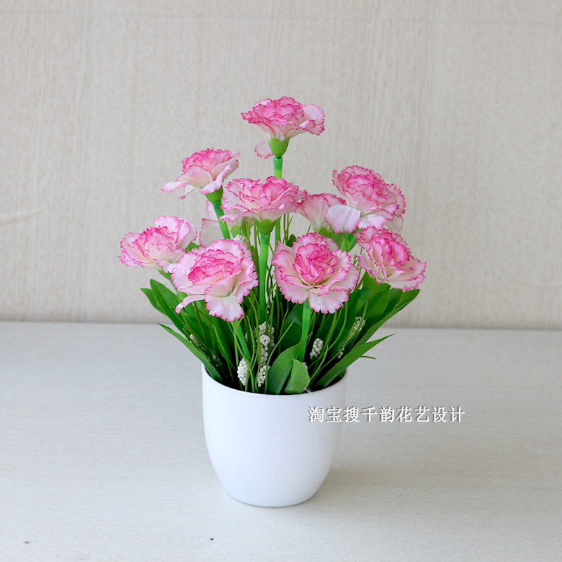 装饰花艺康乃馨小盆栽摆件客厅