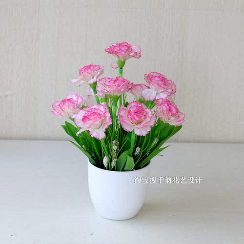 装饰花艺康乃馨小盆栽摆件客厅