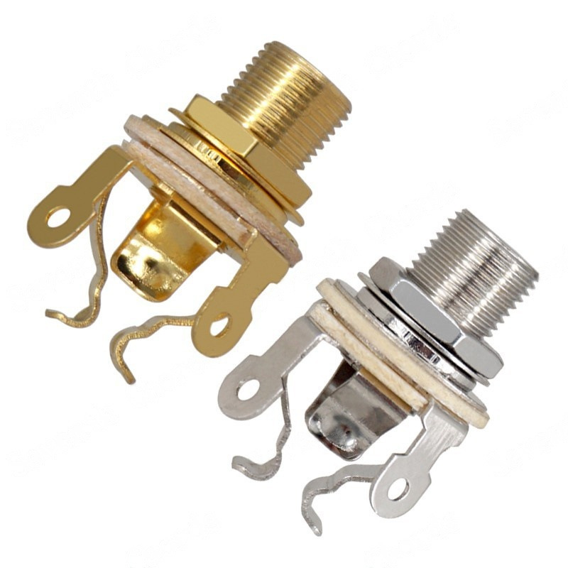 多触点紧固插孔6脚铜材电吉他BASS电贝司单声道被动式输入插口