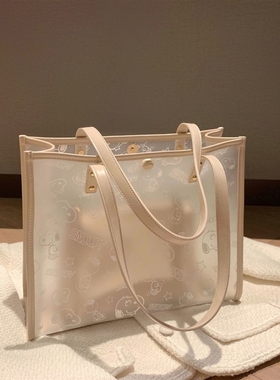 上班族手提袋网红名款手提托特包包女夏季透明果冻包大容量单肩包