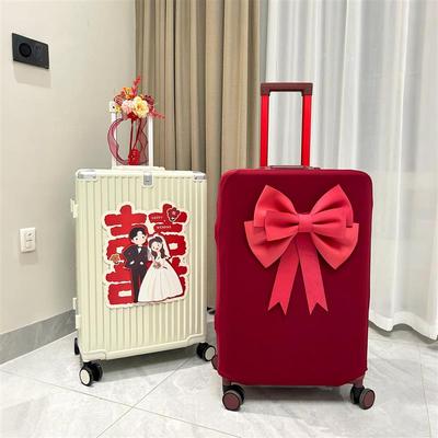 红色婚礼布置装饰行李箱保护套