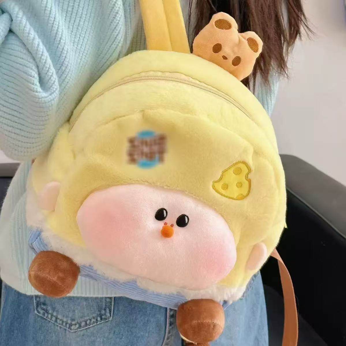 日系书包毛绒卡通苹果树玩偶背包秋冬新款毛毛可爱双肩包生日礼物