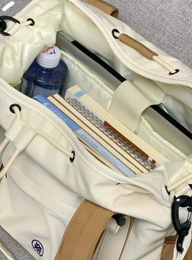 早八通勤包女大容量大学生单肩斜挎美式日常轻便休闲包复古托特包