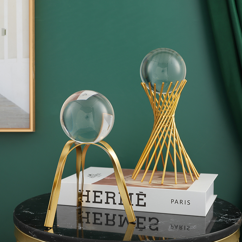 速发高级感水晶球厅件轻奢风办公室桌面客摆电饰柜酒柜装视品