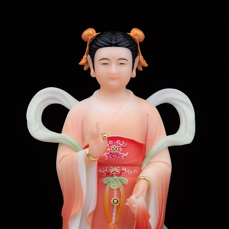 速发汉白玉金童玉神像招财善财童子龙像家居客厅摆件观音护法佛像