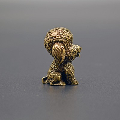 速发仿古铜器实心铜铸小号摆件贵宾犬铜狗暖心萌宠送礼茶宠摆件