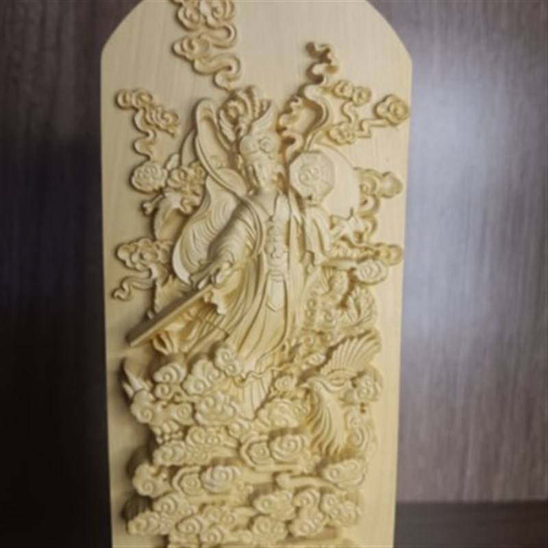 速发黄杨木雕九天玄九天娘娘道文化居家吉祥摆件令牌