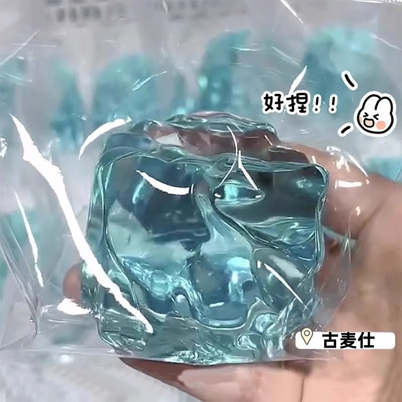 自制清透海盐可露丽捏捏乐仿真布丁高颜值食玩减压解压发泄玩具超