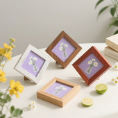 自制摆台摆件照片墙木质小方寸创意鲜花简约木质挂墙画框居家