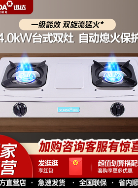 迅达 1605/TS8106台式燃气灶液化气双灶家用煤气大火力天然气灶具