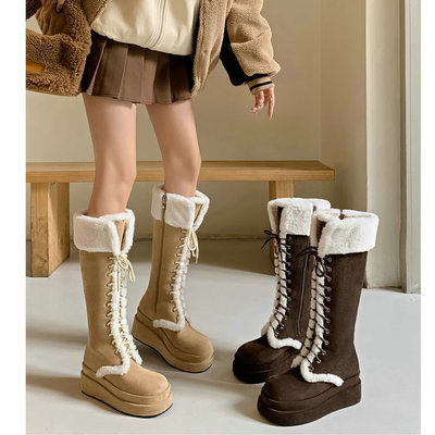 厚底增高骑士高筒雪地靴