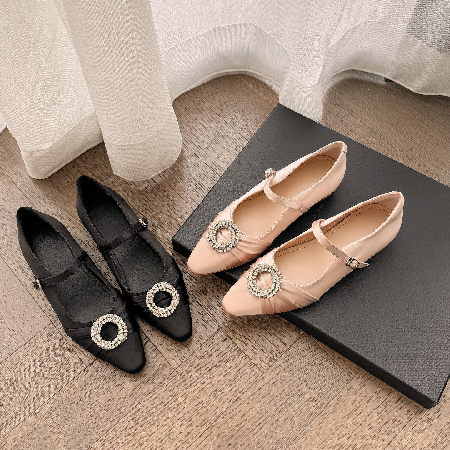 「牧野」尖头水钻单鞋女气质浅口低跟小香风配裙子玛丽珍鞋粉色,女鞋,浅口单鞋,淘宝优惠券,粉丝福利购,淘宝优惠卷