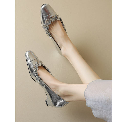 SHERO牧野新款法式银色高跟鞋女