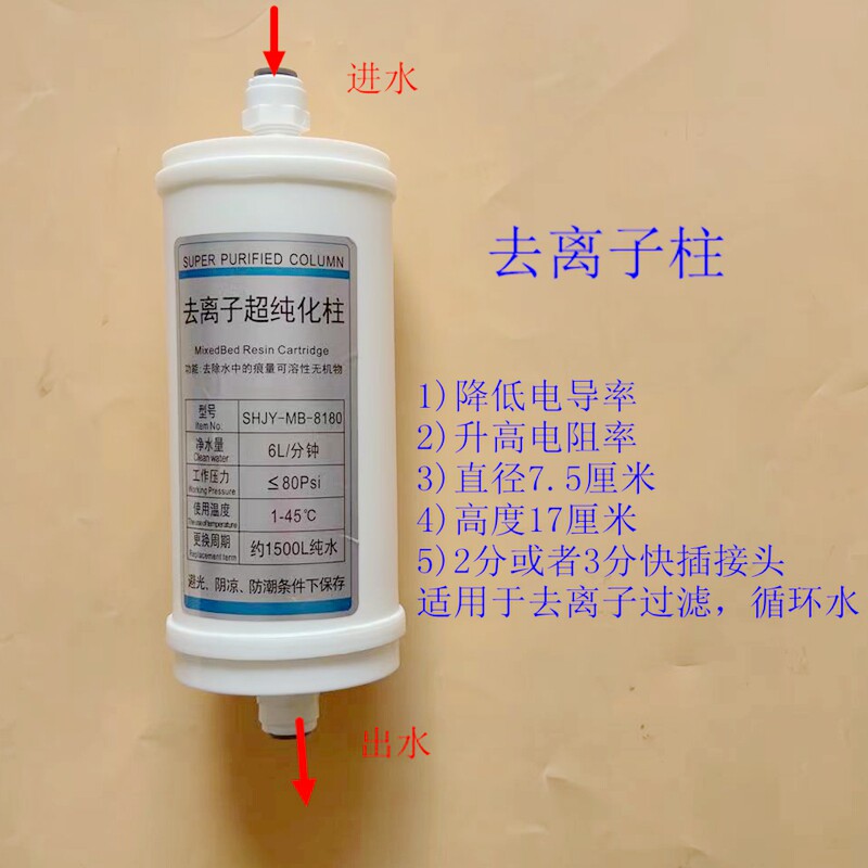 单只实验室超纯化柱PU水滤芯单通道纯水柱10寸20寸30寸注塑型外壳