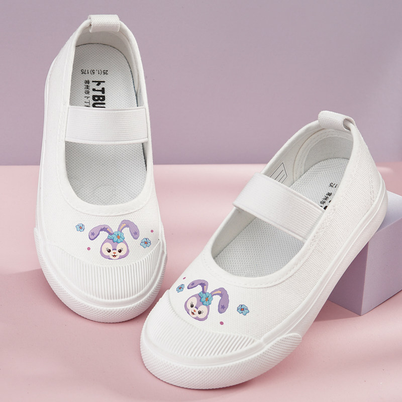 女童小白鞋宝宝幼儿园入园室内鞋儿童帆布鞋软底防滑单鞋白色球鞋
