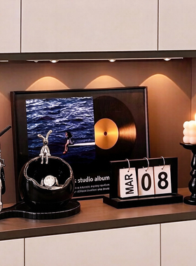 中古风玄关装饰品摆件放钥匙收纳入户进门口法式复古鞋柜软装摆画