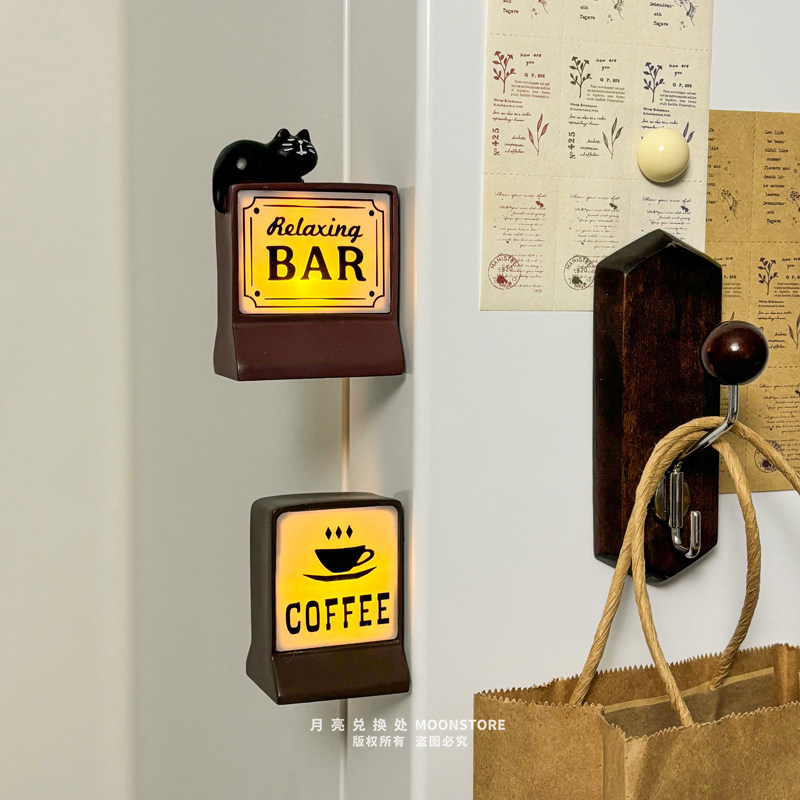 【复古小夜灯】ins磁吸冰箱贴咖啡角装饰洞洞板入户门创意礼物,家居饰品,冰箱贴,淘宝优惠券,粉丝福利购,淘宝优惠卷