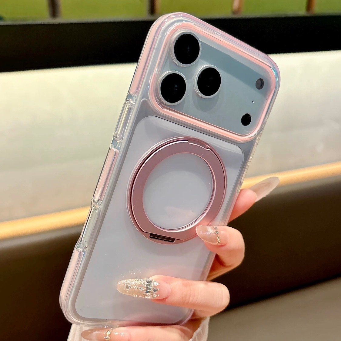 360°旋转磁吸支架升级双层气囊适用苹果17promax手机壳iphone15新款16简约透明13高级感16p防摔保护套14男女