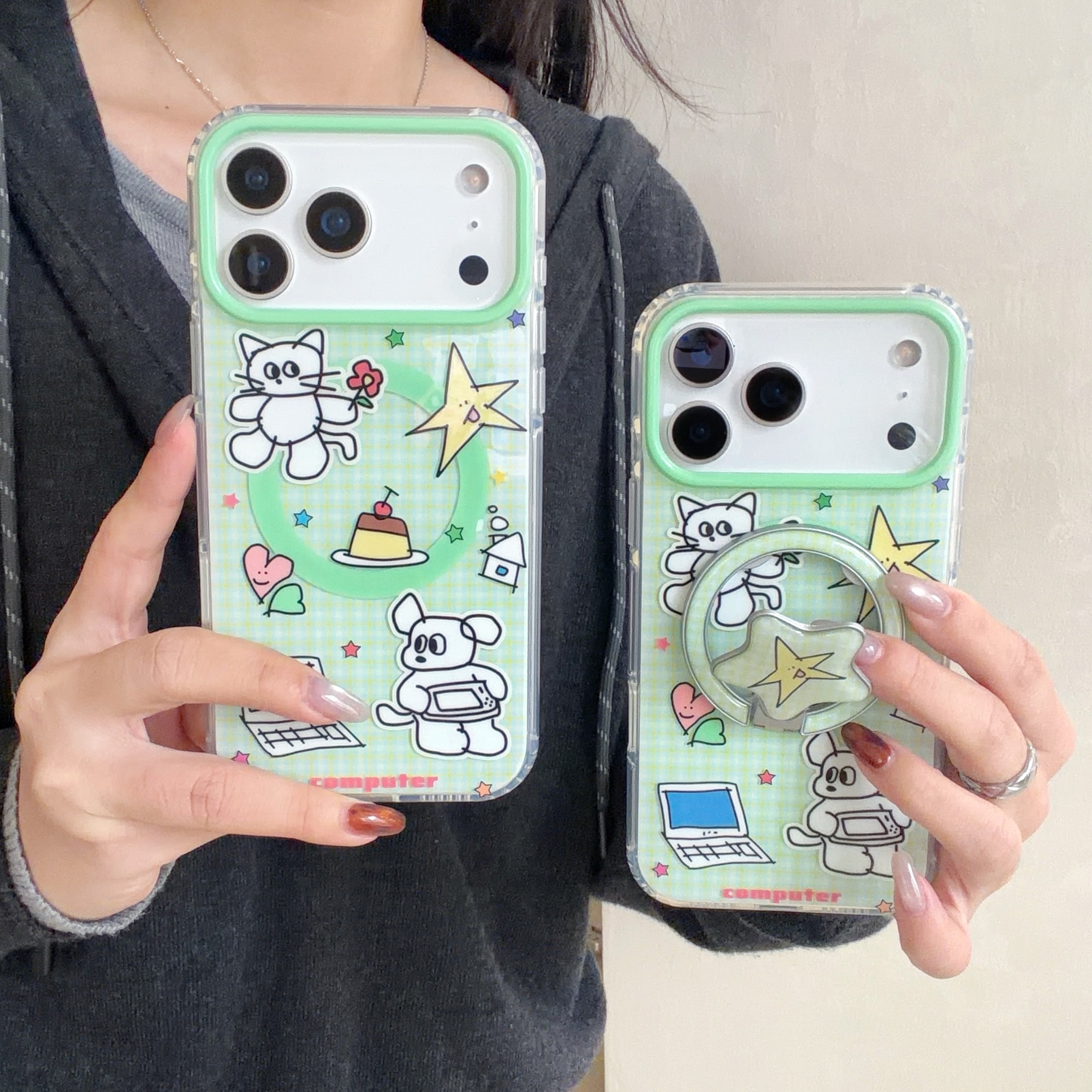 苹果17Pro星星小狗卡通全包边壳