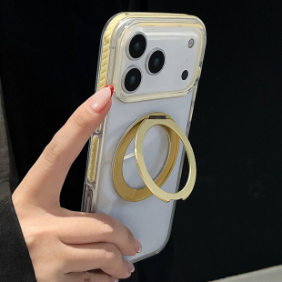 360°旋转磁吸支架适用苹果17promax手机壳透明高级感iPhone16ProMax新款 17外壳 14简约15pro超薄防摔13男女款