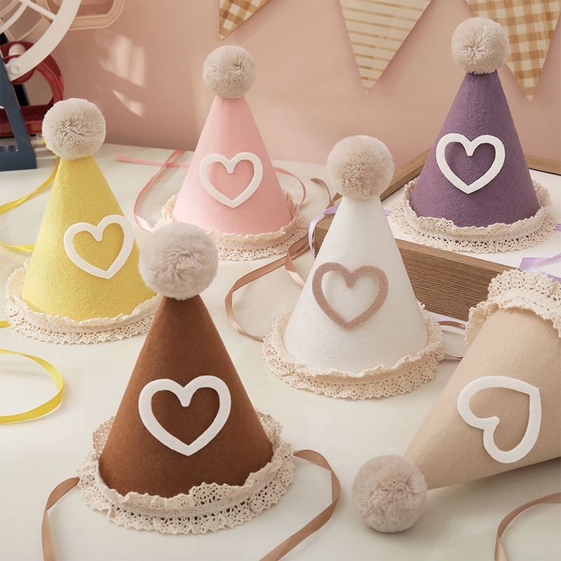 儿童周岁派对装饰花边字母生日帽
