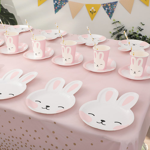 兔子主题儿童生日餐具一次性用品