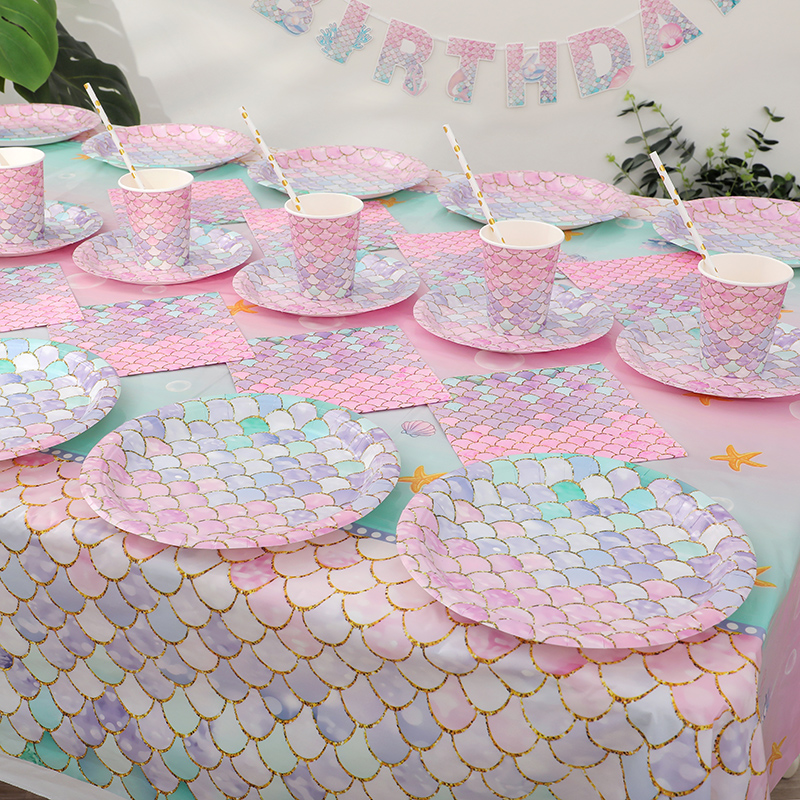 美人鱼主题生日餐具一次性用品