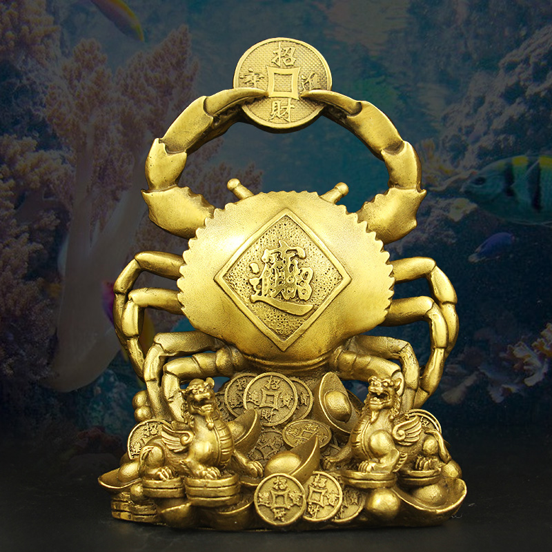 速发纯铜招財螃蟹摆件厅横招八方来財铜螃蟹家居工艺品客財装饰品