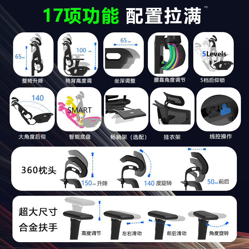 现货速发创思智能RX电脑椅人体工学椅办公电竞椅椅家用网椅RX