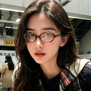 速发张婧怡书呆轻近视可配防数超子度蓝光复古素颜丹椭圆