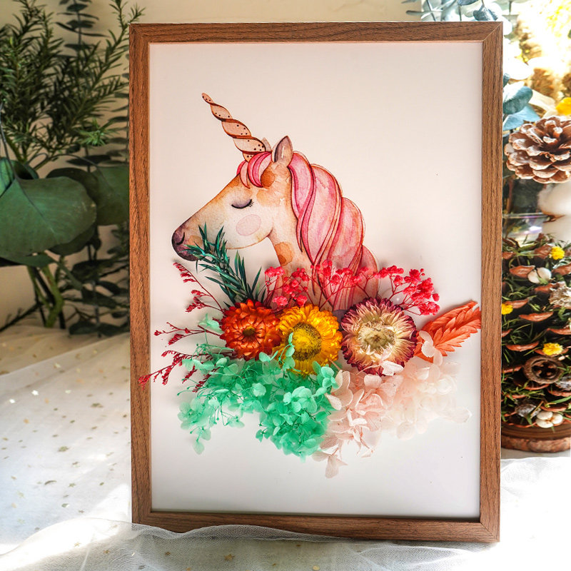 速发相框手工 材料包干花永生花植物标本A4挂墙装饰画团建沙龙活
