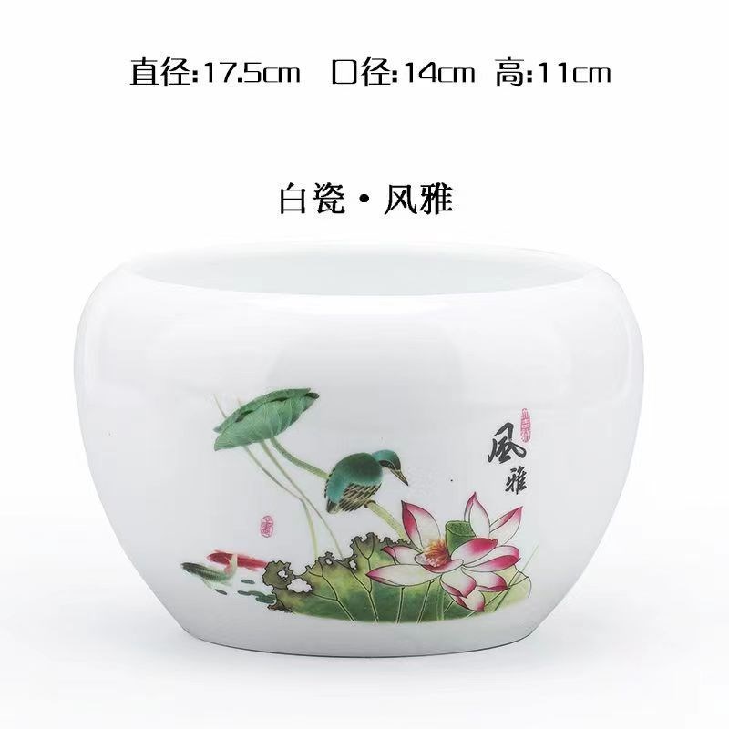 现货速发荷花缸粗陶睡莲铜钱草碗莲水培花盆陶瓷一叶莲室内大号紫