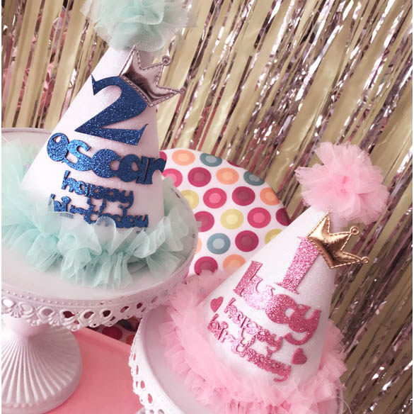 闪亮 闪耀粉色 蒂芙尼蓝色儿童宝宝周岁百日定制主角帽子