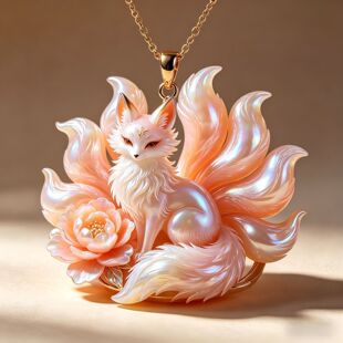 霞狐卧丹吊坠项链十二生肖金属古风饰品典雅毛衣链送朋友精致礼物