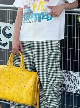 美式鳄鱼皮大容量手提斜挎旅行包