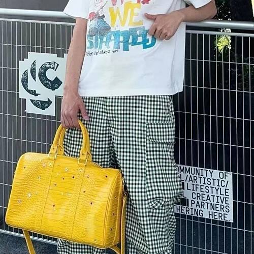美式鳄鱼皮大容量手提斜挎旅行包