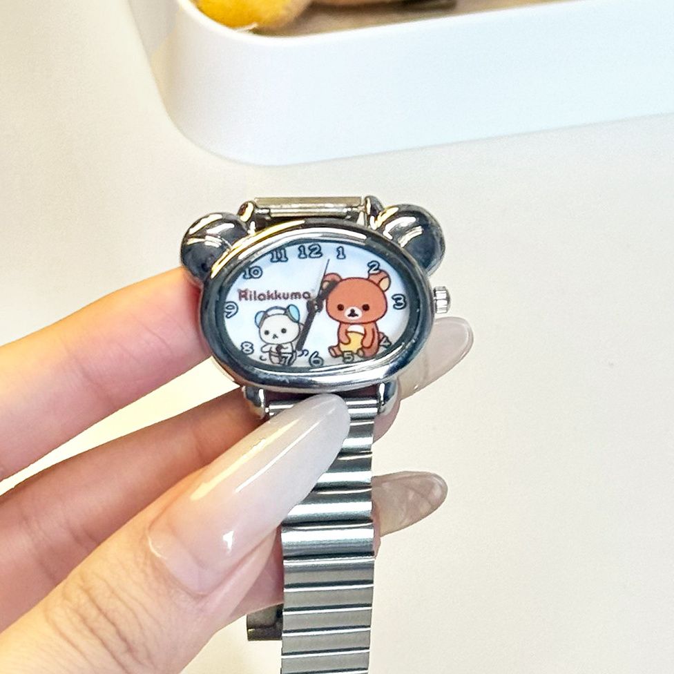轻松熊静音钢带石英女学生腕表图片