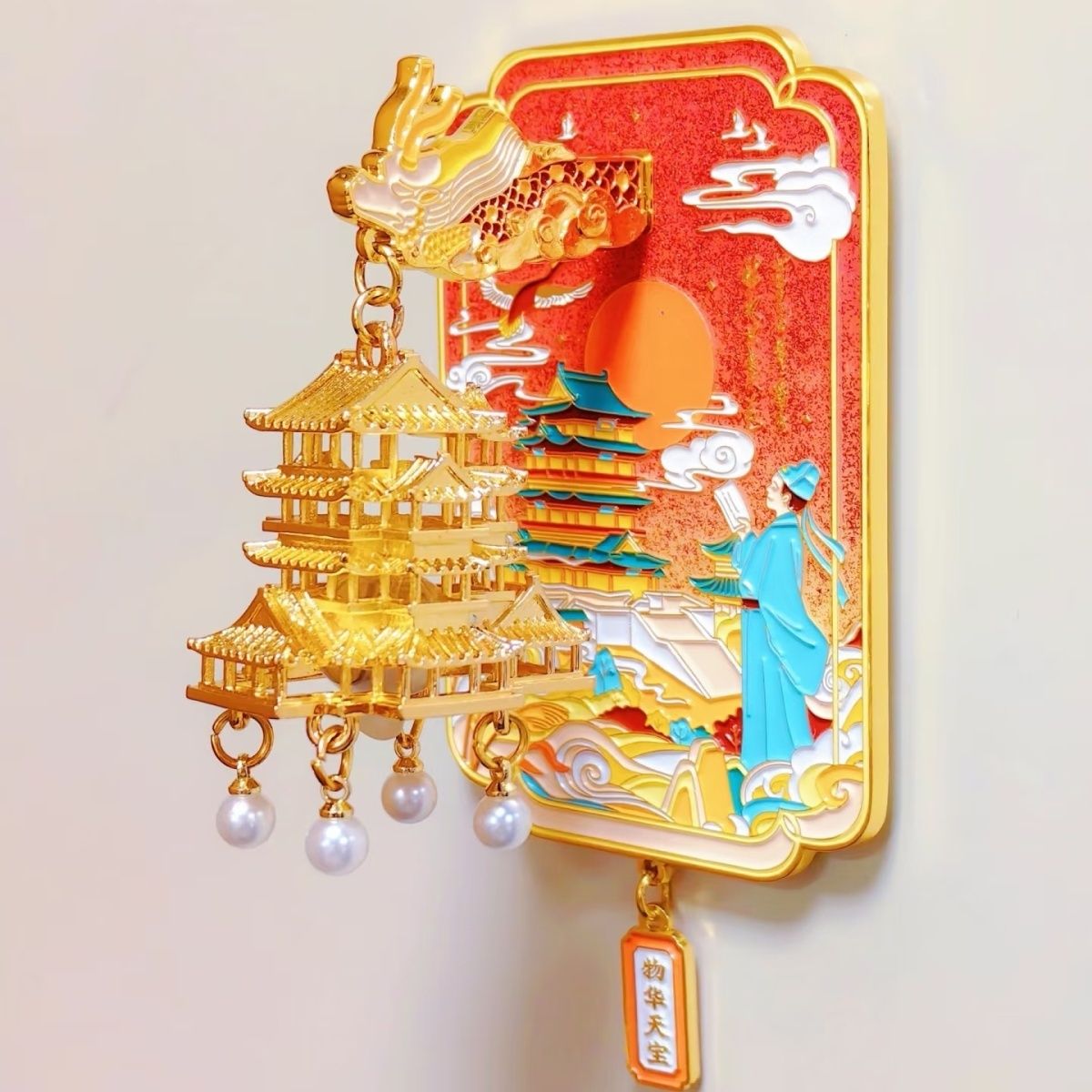 南昌滕王阁发光灯笼金属冰箱贴图片
