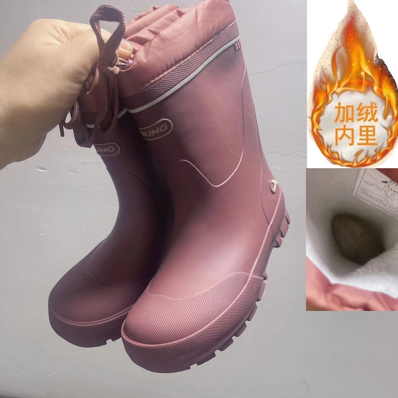 几双捡漏宝宝男女儿童冬季加绒保暖雪地棉雨靴幼儿防滑一体绒雨鞋