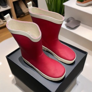 春秋女童28-37红色福利外贸瑕疵雨靴橡胶雨靴小学生中筒防滑特价