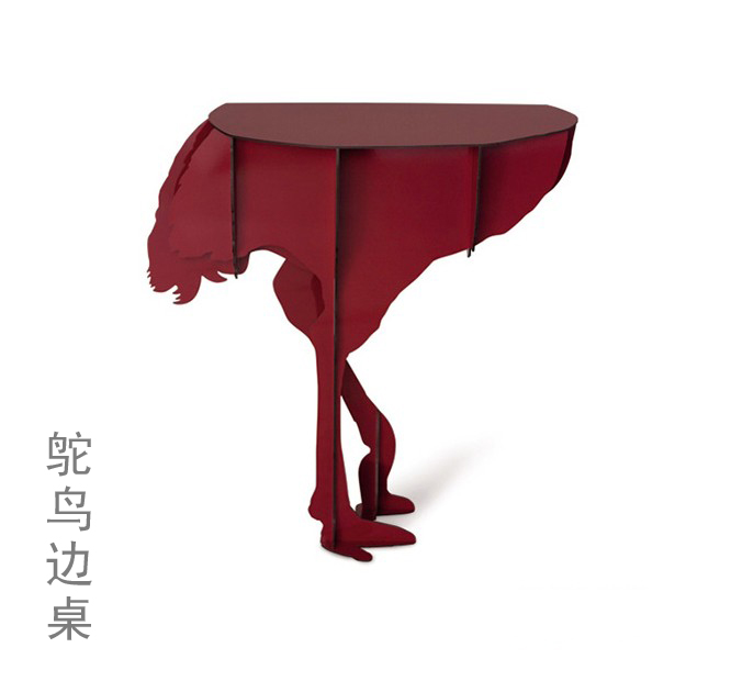 鸵鸟边桌动物玄关店面橱窗